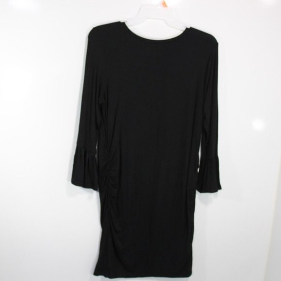 Flutter & Kick Maternity Dress Size Large Black 3/4 Bell Sleeve Knit Stretch - Picture 5 of 5